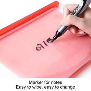 Bán Buôn Màu Hồng Tủ Đông Có Thể Giặt Tái Sử Dụng Ziplock Túi <span class=keywords><strong>Pouch</strong></span> 100% Silicone Thực Phẩm Lưu Trữ Túi - Product Image 4