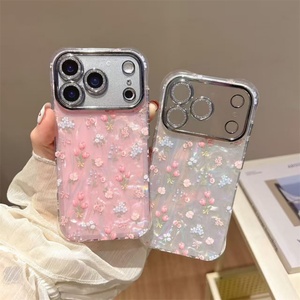 Flower IMD Tpu Glitter Mobile Phone Case <b>for</b> iPhone 17 Air Pro Max Lens <b>Camera</b> Glass Electroplated <b>PC</b> TPU Back Cover - Product Image 1