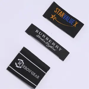 Etiquetas personalizadas de alta densidade tecidas etiquetas de marca de vestuário dobradas e etiquetas de tecido com logotipo para acessórios de roupas