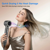 Kit d'outils multi-styling à séchage rapide avec moteur BLDC 1400W 110000 tr/min, sèche-cheveux ionique haute vitesse pour salon et usage domestique, coiffage polyvalent
