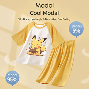 <span class=keywords><strong>Pyjama</strong></span> Enfant Personnalisé Motif Pikachu – Ensemble Été Garçon Manches Courtes – Modal Fin – Nouveau Modèle 2026 – Vêtements d'Intérieur - Product Image 1