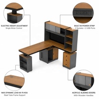 Bureau de travail électrique ergonomique moderne en bois avec compartiments, design modulaire écologique et durable pour la maison/le bureau