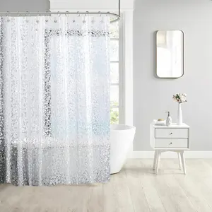 PEVA浴帘重型织物浴帘3D设计酒店优质浴室浴帘厂家价格便宜