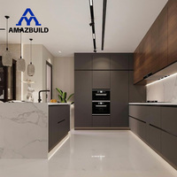 Ensemble complet d'armoires de cuisine modernes modulaires AMAZBUILD avec évier, meubles bas, robinet, charnières et accessoires de glissières de tiroirs