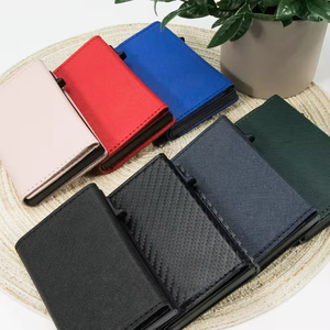 Pop up Aluminum <b>Metal</b> Cards Holder <b>Wallet</b> PU Leather RFID Blocking Credit Card Holder Men's Leather <b>Wallet</b> With Magnetic Closure - Product Image 5