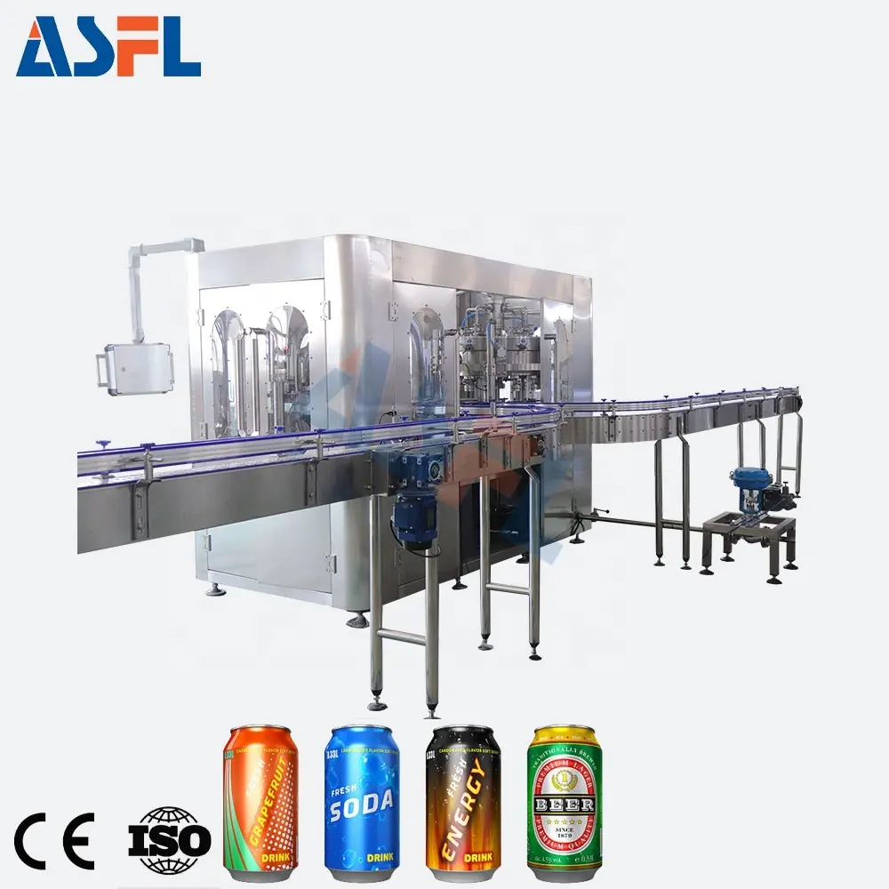 Fully Automatic 12 Heads Tin Can Drink Production Line Soft Drink Carbonated Beverage Filling Machine
