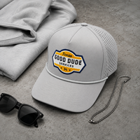 Casquette de golf à cinq panneaux avec logo brodé personnalisé, fabrication OEM, faible MOQ, nylon de haute qualité, fermeture auto-agrippante, sports de plein air