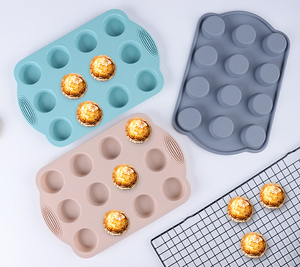 Moules à pâtisserie en silicone écologiques à 12 cavités, moules à tartelettes en forme de cœur, moules à muffins rectangulaires, moules à cupcakes antiadhésifs, résistants à la chaleur - Product Image 2