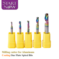 Startnow revêtement fraises pour alliage d'aluminium une flûte spirale Bits fraise en bout carbure de tungstène gravure CNC routeur