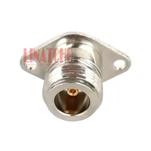 Nickel Plated Brass Bulkhead Jack N Female Chassis Mount 2-Hole Connector