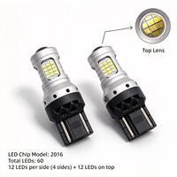 Ampoule LED automobile CANBUS 7443 W21/5W 12V 24V 9-50V 8W 600mA 60 SMD 5 LED avec lentille supérieure latérale Rouge Blanc pour feux stop et feux arrière