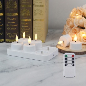 Lot de 6 <span class=keywords><strong>bougies</strong></span> chauffe-plat à <span class=keywords><strong>LED</strong></span> électriques sans flamme rechargeables par USB avec base de chargement - Product Image 3