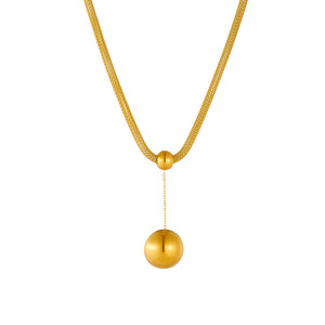 Nuevo Collar con Colgante de Bola de Acero Inoxidable Chapado en <span class=keywords><strong>Oro</strong></span> de <span class=keywords><strong>18</strong></span> Quilates, Antideslustre, para Mujer - Product Image 6