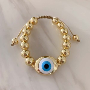 BD-L6247 Collar con Cuentas Doradas Ojo Turco y Colgante de Ojo Esmaltado, Cierre de Langosta Ajustable, Cadena Extensible - Product Image 5