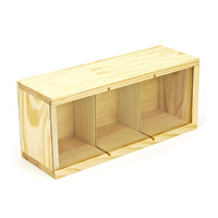 Boîte à miel en bois de pin naturel, fabricant de boîtes coulissantes en bois, boîte en bois pour 3 pots de miel, boîte en bois à 3 compartiments