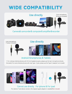Microphone de studio pour iPhone microphone à condensateur mini microphone micro mains libres micro d'enregistrement pour <span class=keywords><strong>YouTube</strong></span>, interview, vidéo - Product Image 3