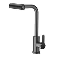 Robinet de cuisine moderne multifonctionnel en acier inoxydable, finition polie, mitigeur chaud/froid à poignée unique, à poser sur comptoir en céramique