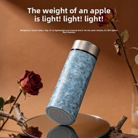 Botol Vakum Titanium Dinding Ganda Kelas Bisnis Premium dengan Kompartemen Infuser Teh, Sisi Lurus, Ringan, Portabel 6-12
