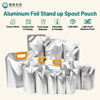Pochettes souples à bec verseur en aluminium de grande capacité (1L, 2L) de qualité alimentaire, imprimées sur mesure, pour emballage de liquides (boissons, sauces, lait)