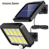 Lampe murale solaire à détecteur de mouvement 160 LED COB, 3 modes réglables, panneau avec câble de 5 m pour éclairage de sécurité de garage, patio, jardin