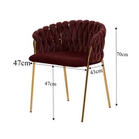 Chaise de salle à manger en velours Roma à nœuds, style 2024, fauteuil d'appoint rose unique, chaise de salle à manger en gris rose avec pieds en fer doré