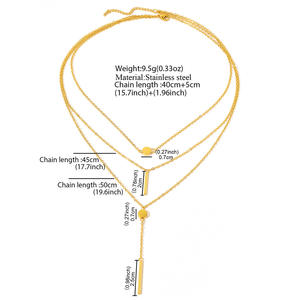 CAIOOCHE <span class=keywords><strong>Collane</strong></span> con Ciondolo a Catena Stratificata in Acciaio Inossidabile, Placcate Oro, Gioielli Semplici alla Moda per Donna, Regalo per la Festa della Mamma - Product Image 3