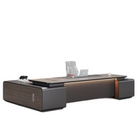 Ensemble de bureau et chaise de direction moderne et minimaliste avec tiroirs et table d'appoint - Matériel en bois