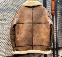 Blouson d'Aviateur en Cuir Mouton Retourné Personnalisé Style Vintage, Veste Bomber Hiver en Véritable Peau de Mouton ou Fausse Fourrure pour Homme