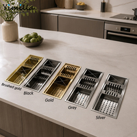 Égouttoir de cuisine haut de gamme en acier inoxydable brossé, organisateur multifonctionnel à drainage rapide pour la maison et les cafés
