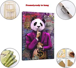 Graffiti Geld Dollar Panda Poster Decoratief Schilderij Canvas Muur Kunst Woonkamer Posters