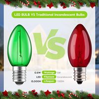 Bombilla de luz LED de Navidad multicolor impermeable E12 Base de candelabro C7 interior/exterior IP65 reemplazo perfecto para exterior interior