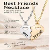 Vente en gros de colliers personnalisés pour meilleures amies, ensemble de colliers avec pendentif en forme de cœur assorti, collier d'amitié pour femmes et filles, bijoux en cadeau, OEM ODM