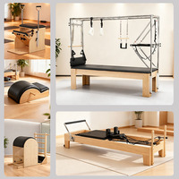 Matériel de fitness pour la maison : Reformer de Pilates en bois, échelle et seau pour l'entraînement de yoga, les exercices d'étirement et la remise en forme
