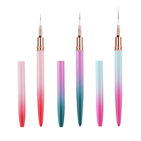 Ensemble de 3 pinceaux à ongles portables pour lignes fines, avec manche métallique léger, vente en gros, logo personnalisé, fournitures de manucure