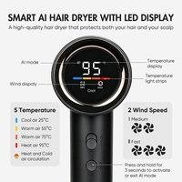 Sèche-cheveux professionnel haute vitesse 110000 tr/min, mode IA intelligent, détection de distance, sèche-cheveux ionique avec capteur de réglage automatique