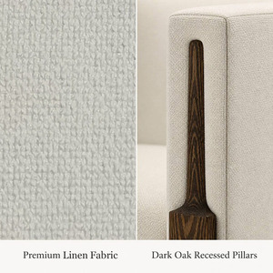 Fauteuil de détente en lin de qualité supérieure avec accents en bois cerisé, fauteuil moderne pour salon, fauteuil design contemporain. - Product Image 4