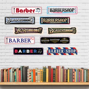 Papan Logam BarberShop Dekorasi Dinding Vintage untuk Salon Studio Rumah Seni Dinding Logam Poster Kustom 10x40CM Papan Timah Potong Rambut Barber - Product Image 2