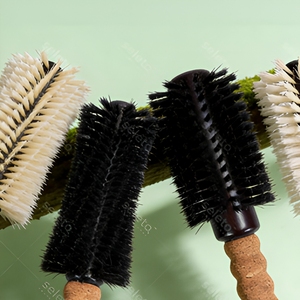 Cepillo Redondo de Cerdas de Jabalí con Mango <span class=keywords><strong>Corto</strong></span> de Madera para Peinar el Cabello, Herramienta de Peluquería y Salón - Product Image 4