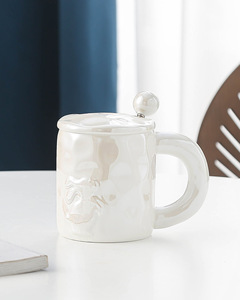 Nuovo smalto di <span class=keywords><strong>perle</strong></span> fuso acqua creativa nicchia Design per <span class=keywords><strong>la</strong></span> casa ceramica caffè e piattino tazza da tè con coperchio cucchiaio - Product Image 6