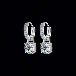 ต่างหูเงินแท้ S925 ประดับโมอิสซาไนต์ ขายส่งแบบคู่ ต่างหูแบบติดหู ดีไซน์หรูหราเบาๆ ต่างหูโมอิสซาไนต์ - Product Image 5