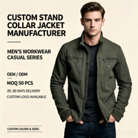 Veste Homme Décontractée Rétro à Manches Longues, Cardigan Ample, Manteau de Sport à Col Montant et Fermeture Éclair Intégrale