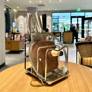 เขียงและชั้นวางอเนกประสงค์สำหรับครัว พร้อมที่เก็บมีดในตัวและระบบชั้นวางบนเคาน์เตอร์ครัว - Product Image 6