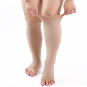 Calcetines de <span class=keywords><strong>Compresión</strong></span> Médicos Personalizados, Negros, Talla Grande, 20-30 mmHg, de Nailon, hasta la Rodilla, con Punta Abierta, para Prevenir Várices - Product Image 1