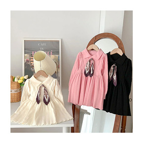 Nueva Oferta al por Mayor: Vestido de Suéter con Solapa de Poliéster, Vestido de Princesa para Otoño e Invierno, Bufanda Blanca, Falda Tejida 90-150cm - Product Image 1