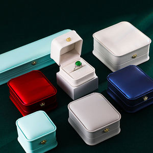 Factory Price Custom Logo Velvet Travel Jewelry <b>Gift</b> <b>Boxes</b> Square Button Closure Wholesale Ring Earring Necklace Pendant - Product Image 4