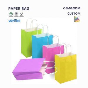 Custom Printed Kraft Paper <b>Bag</b> Recyclable Eco-Friendly Shopping Classic Style Handle <b>Bread</b> Cakes Clothing Gifts Food Takeout - Product Image 1