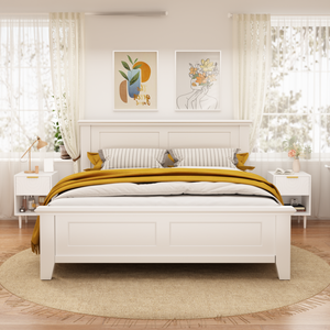Modern White Nightstand 22.83 H One Drawer <b>Open</b> Shelf Gold Accented Handle Bedroom Decor - Product Image 4