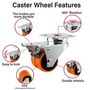 Custom 2.5/3/4/5 Inch Polyurethane Solid Plate <strong>Casters</strong> No Brake Thread Guards 1-Year Warranty Trolley Cart Furniture Swivel - Product Image 3