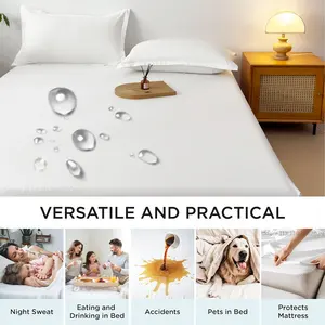 Cubrecolchón Infantil Ajustable Impermeable Protector de Colchón Liso de Poliéster Lavable a Máquina para el Hogar - Product Image 2