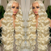 Perruque en dentelle frontale 13x6, densité 210, cheveux humains, 100% vraie perruque blonde en cheveux humains, 30 pouces, vague corporelle, dentelle frontale HD